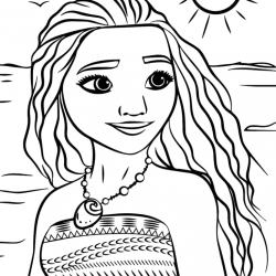 Desenho de Moana para colorir e imprimir: número 4