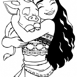 Desenho de Moana para colorir e imprimir: número 5