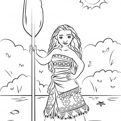 Desenho de Moana para colorir e imprimir: número 6