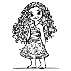 Desenho de Moana para colorir e imprimir: número 7