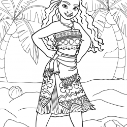 Desenho de Moana para colorir e imprimir: número 8