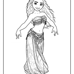 Desenho de Moana para colorir e imprimir: número 9
