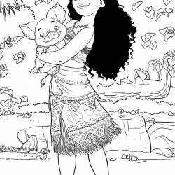 Desenho de Moana para colorir e imprimir: número 13