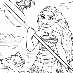 Desenho de Moana para colorir e imprimir: número 14