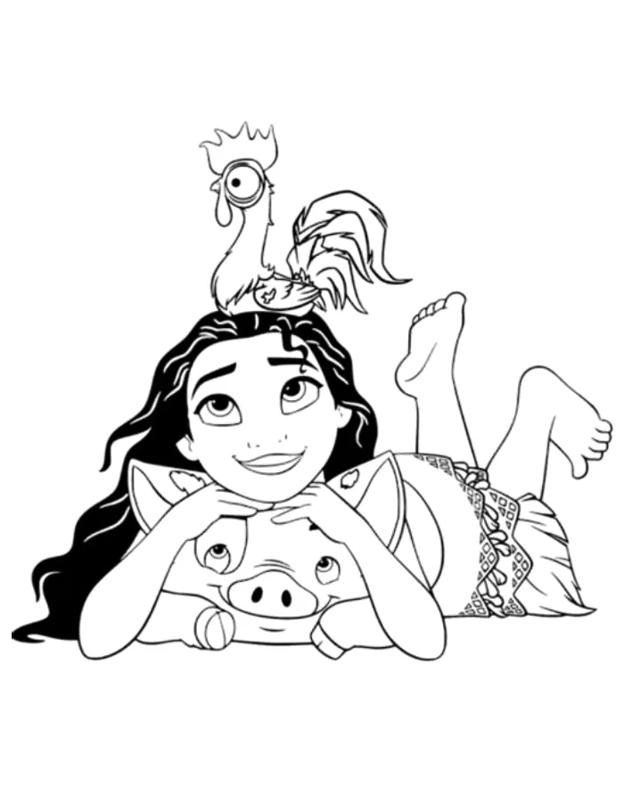 Desenho de Moana para colorir e imprimir: número 19