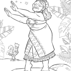 Desenho de Moana para colorir e imprimir: número 22