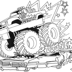 Desenho de Monster Truck para colorir e imprimir: número 1