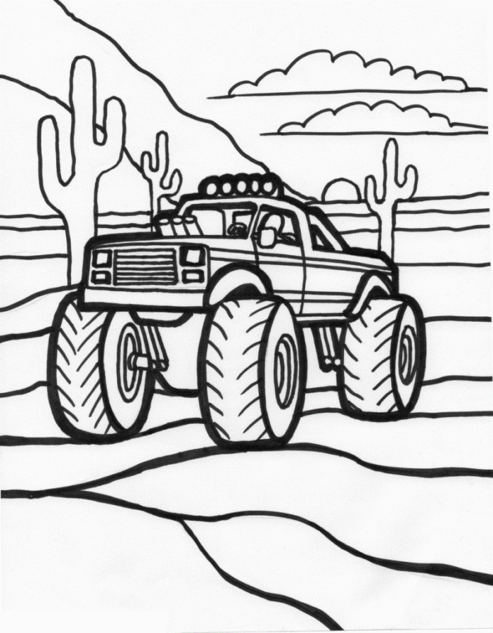 Desenho de Monster Truck para colorir e imprimir: número 2