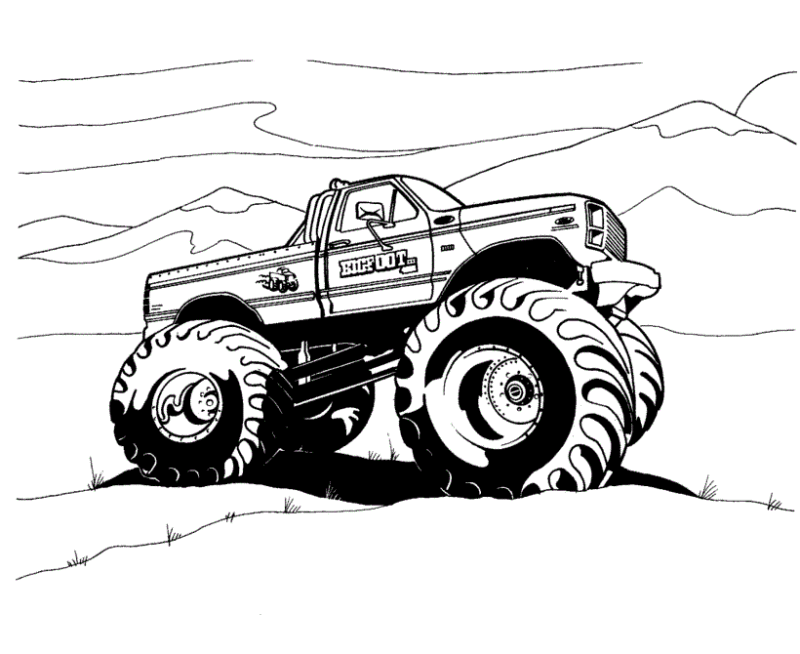 Desenho de Monster Truck para colorir e imprimir: número 4