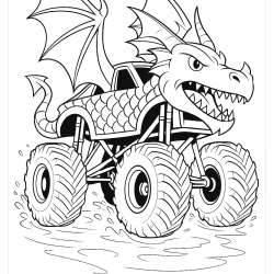 Desenho de Monster Truck para colorir e imprimir: número 6