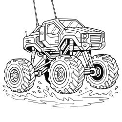 Desenho de Monster Truck para colorir e imprimir: número 13