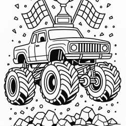 Desenho de Monster Truck para colorir e imprimir: número 16