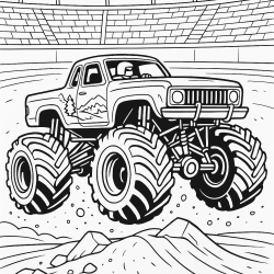 Desenho de Monster Truck para colorir e imprimir: número 18
