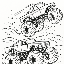 Desenho de Monster Truck para colorir e imprimir: número 19