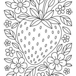 Desenho de Morango para colorir e imprimir: número 2