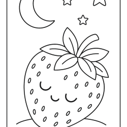Desenho de Morango para colorir e imprimir: número 4