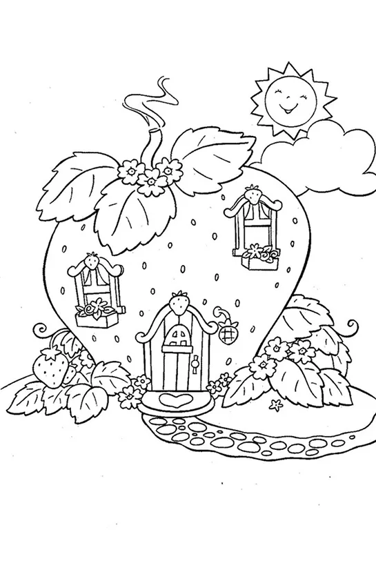 Desenho de Moranguinho para colorir e imprimir: número 1