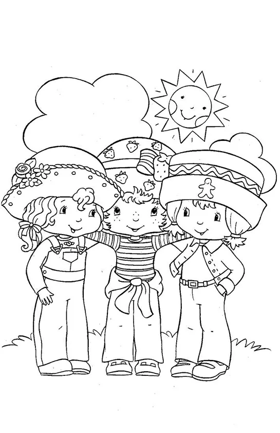 Desenho de Moranguinho para colorir e imprimir: número 4