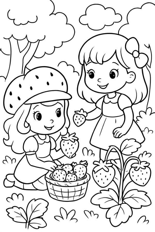 Desenho de Moranguinho para colorir e imprimir: número 9