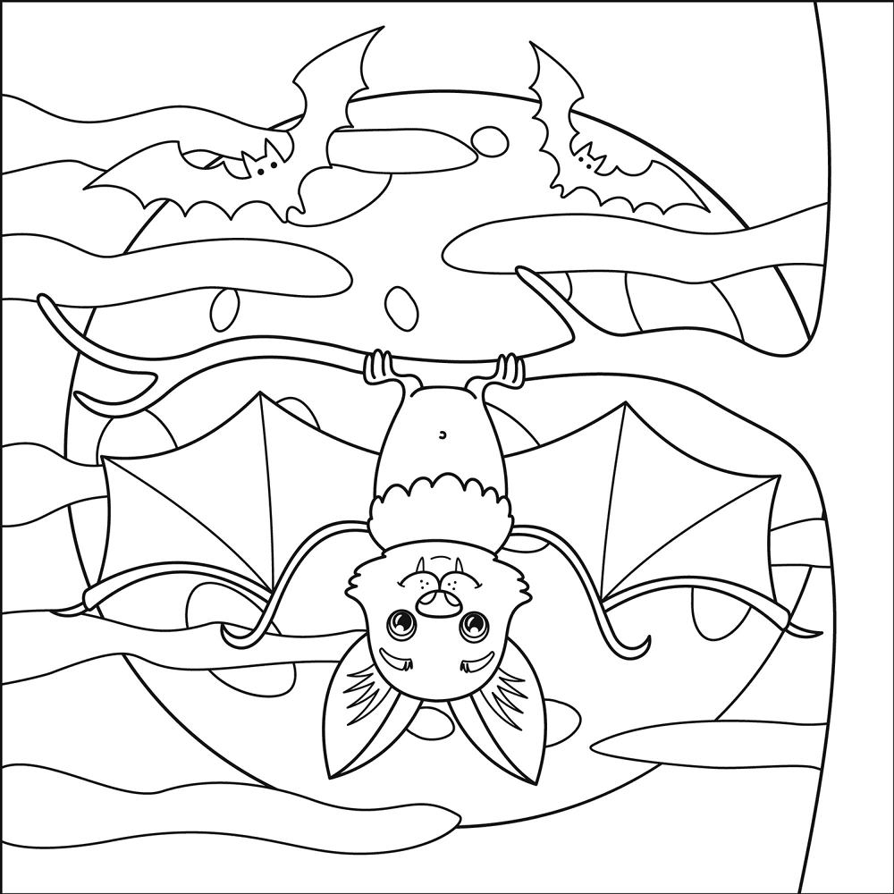 Desenho de Morcegos para colorir e imprimir: número 2