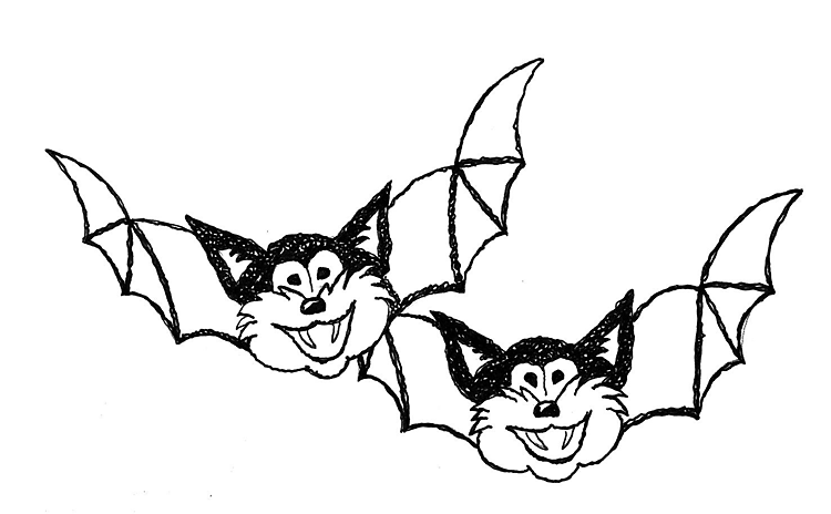 Desenho de Morcegos para colorir e imprimir: número 47