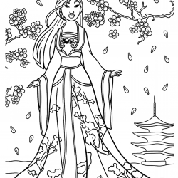 Desenho de Mulan para colorir e imprimir: número 1