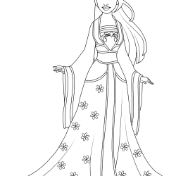 Desenho de Mulan para colorir e imprimir: número 3