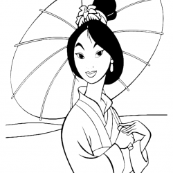 Desenho de Mulan para colorir e imprimir: número 5