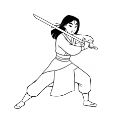Desenho de Mulan para colorir e imprimir: número 6