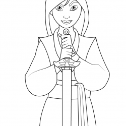 Desenho de Mulan para colorir e imprimir: número 9