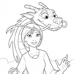 Desenho de Mulan para colorir e imprimir: número 12