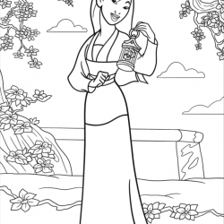 Desenho de Mulan para colorir e imprimir: número 13