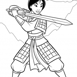 Desenho de Mulan para colorir e imprimir: número 14