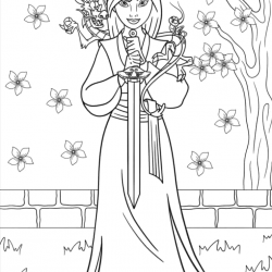Desenho de Mulan para colorir e imprimir: número 15