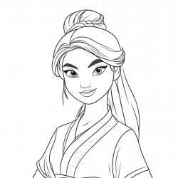 Desenho de Mulan para colorir e imprimir: número 16