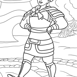 Desenho de Mulan para colorir e imprimir: número 18
