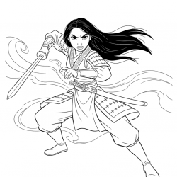 Desenho de Mulan para colorir e imprimir: número 19