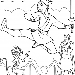 Desenho de Mulan para colorir e imprimir: número 21