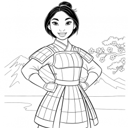 Desenho de Mulan para colorir e imprimir: número 22