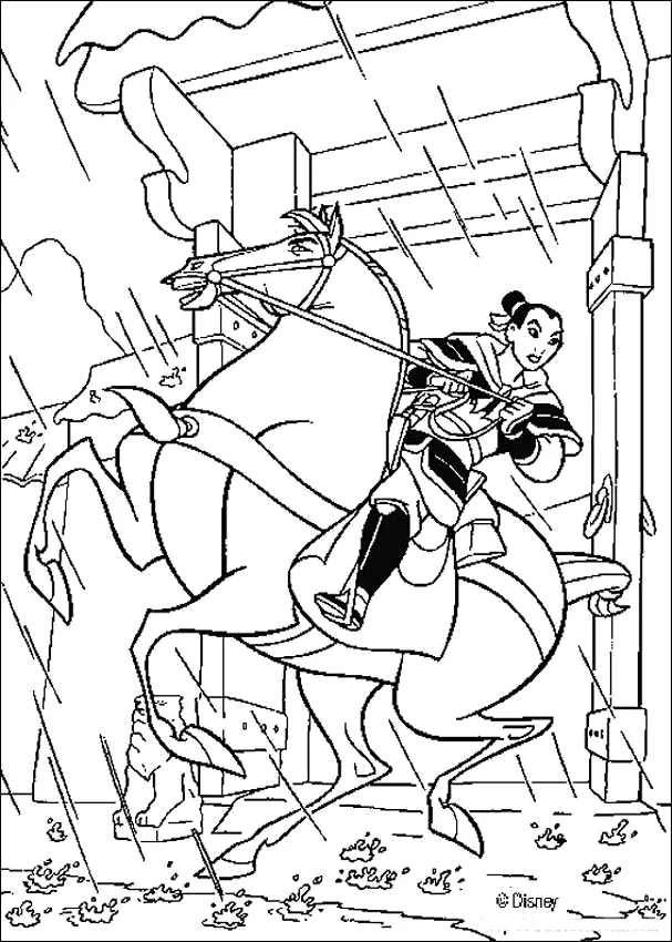 Desenho de Mulan para colorir e imprimir: número 23