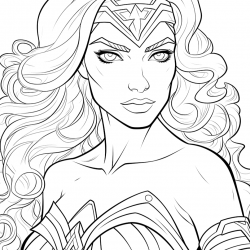 Desenho de Mulher Maravilha para colorir e imprimir: número 2