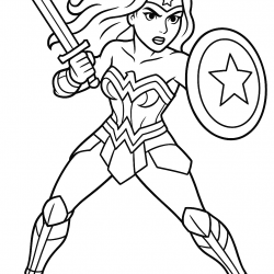 Desenho de Mulher Maravilha para colorir e imprimir: número 8