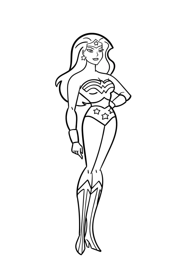 Desenho de Mulher Maravilha para colorir e imprimir: número 17