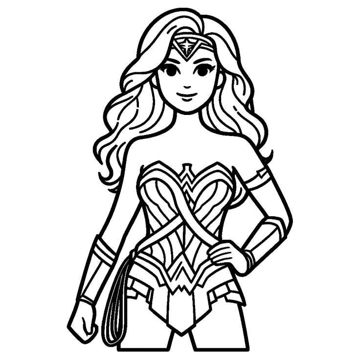 Desenho de Mulher Maravilha para colorir e imprimir: número 18