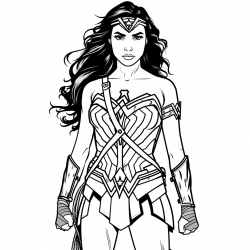 Desenho de Mulher Maravilha para colorir e imprimir: número 23