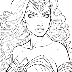 Desenho de Mulher Maravilha para colorir e imprimir: número 24