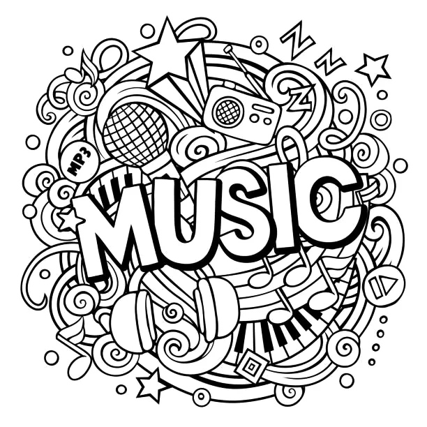 Desenho de Musica para colorir e imprimir: número 1