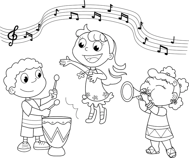 Desenho de Musica para colorir e imprimir: número 4