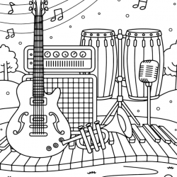 Desenho de Musica para colorir e imprimir: número 5