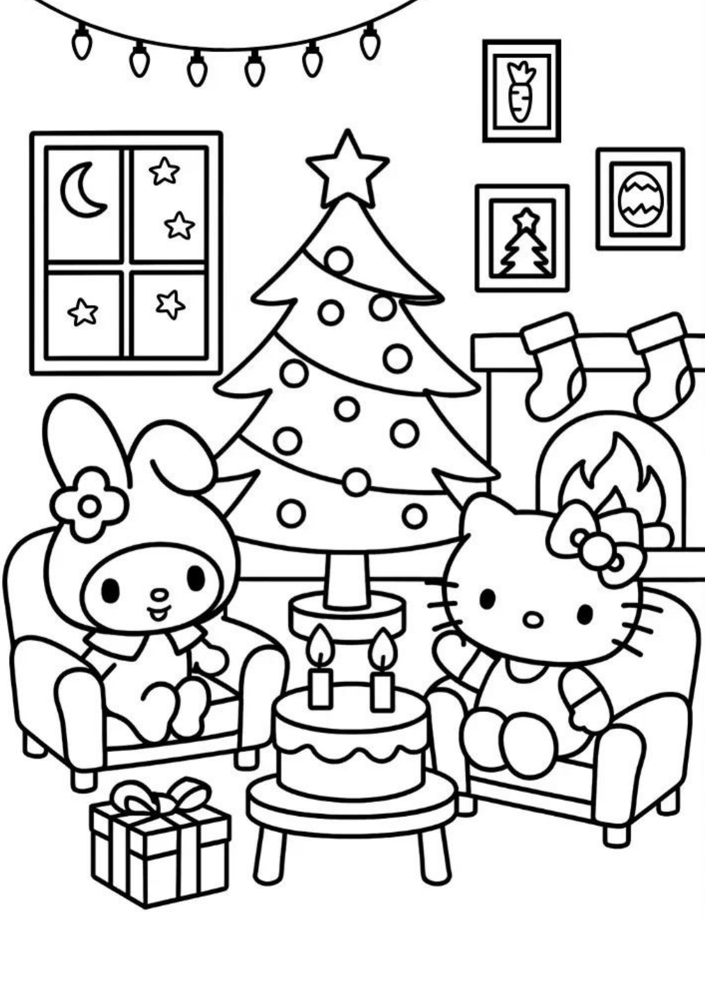 Desenho de My Melody para colorir e imprimir: número 1